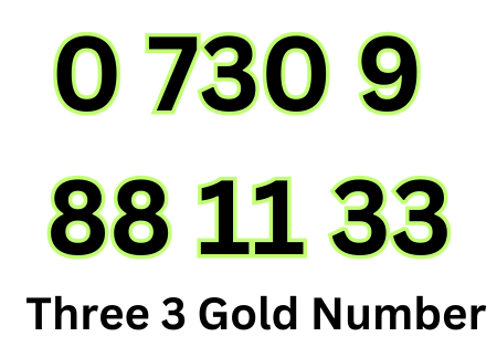 0 730 9 88 11 33 Three 3 Gold Mobile Vip Number